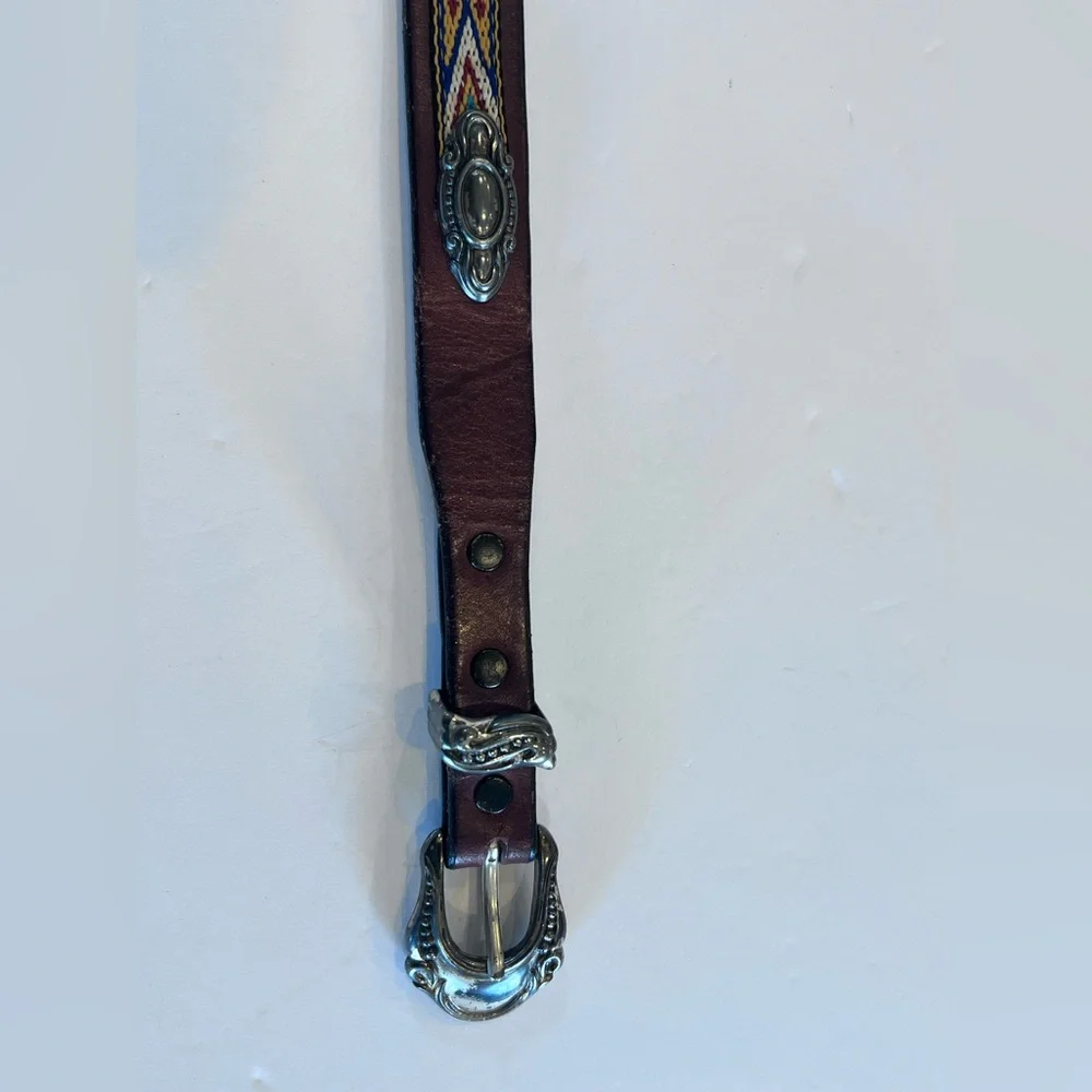 Southwestern Distressed from Age Brown Leather Belt Sz 32